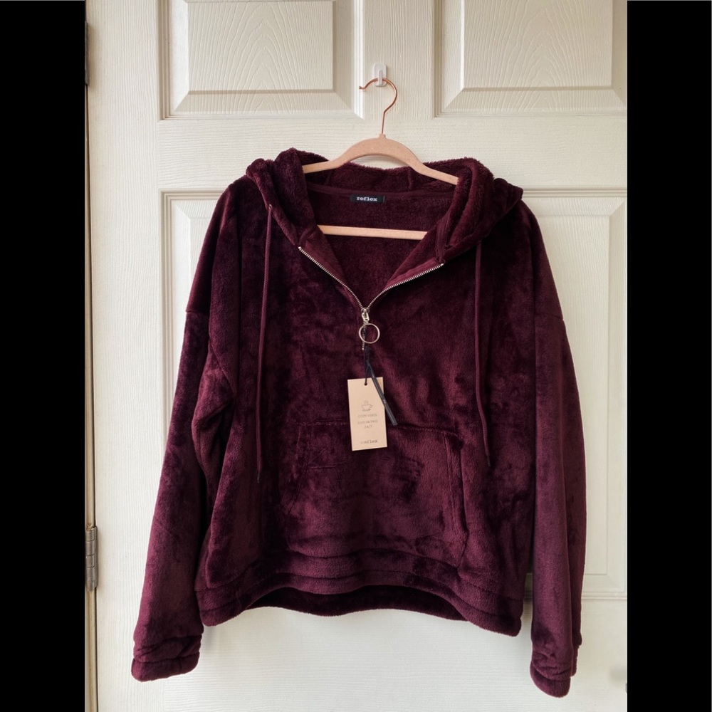 NWT Reflex XL Cozy plush Hoodie Burgundy